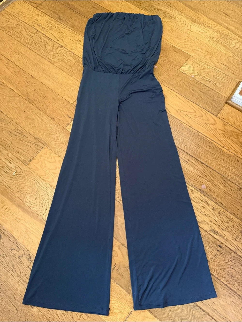 M - Arden B - Strapless Wide-Leg Jumpsuit in Charcoal